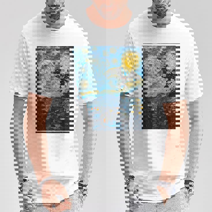 Mothman Cryptid Cryptozoology 星月夜 ゴッホ絵画 Tシャツ 面白い贈り物