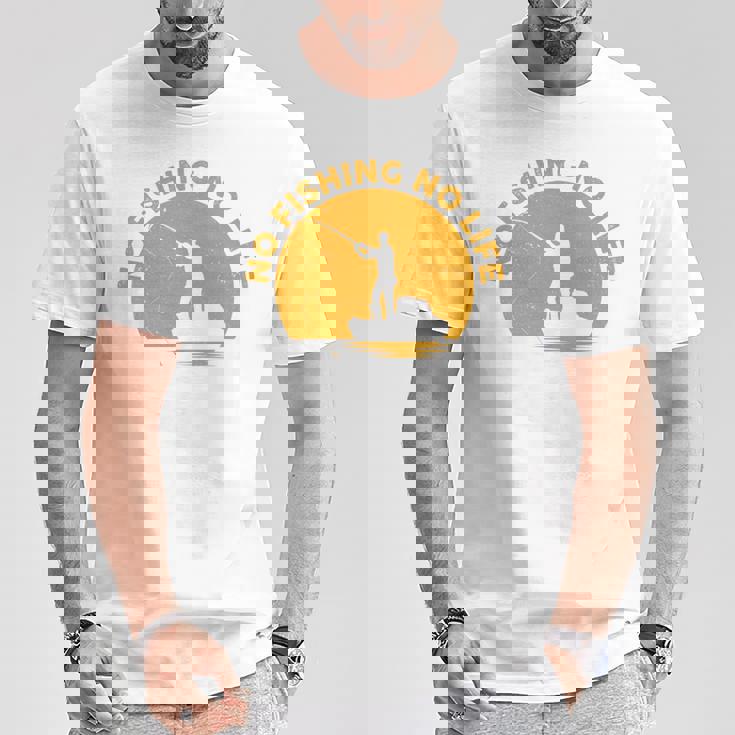 No Fishing No Life 釣り フィッシング ロゴ プリント 長袖tシャツ Tシャツ 面白い贈り物