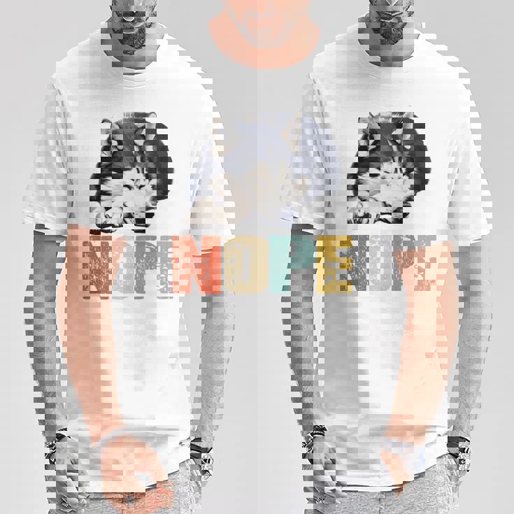 Nope 眠るシベリアンハスキーデザイン 長袖tシャツ Tシャツ 面白い贈り物