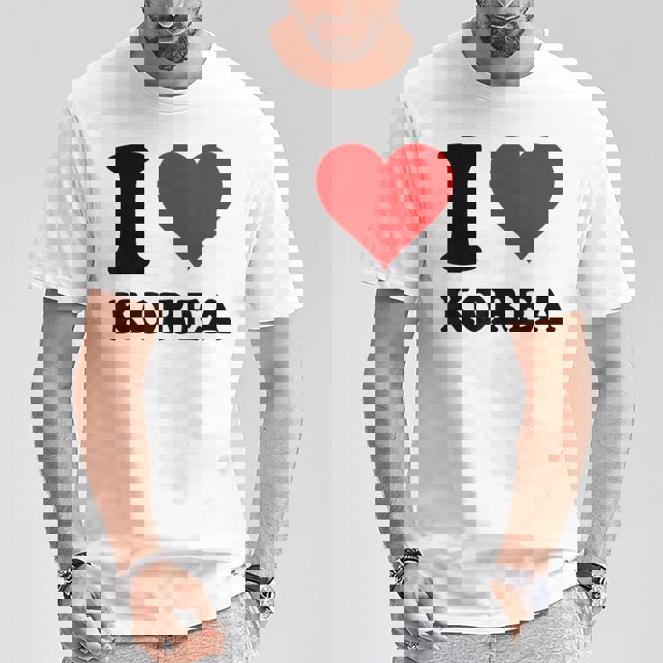 Red Heart I Love Korea Tシャツ 面白い贈り物