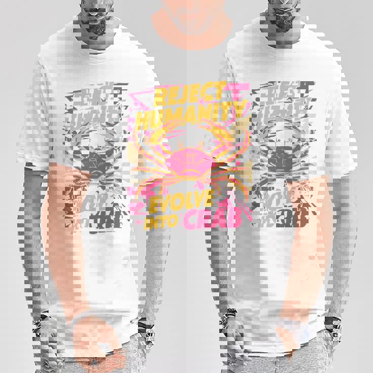Reject Humanity Evolve To Crab ファニーカニ 長袖tシャツ Tシャツ 面白い贈り物