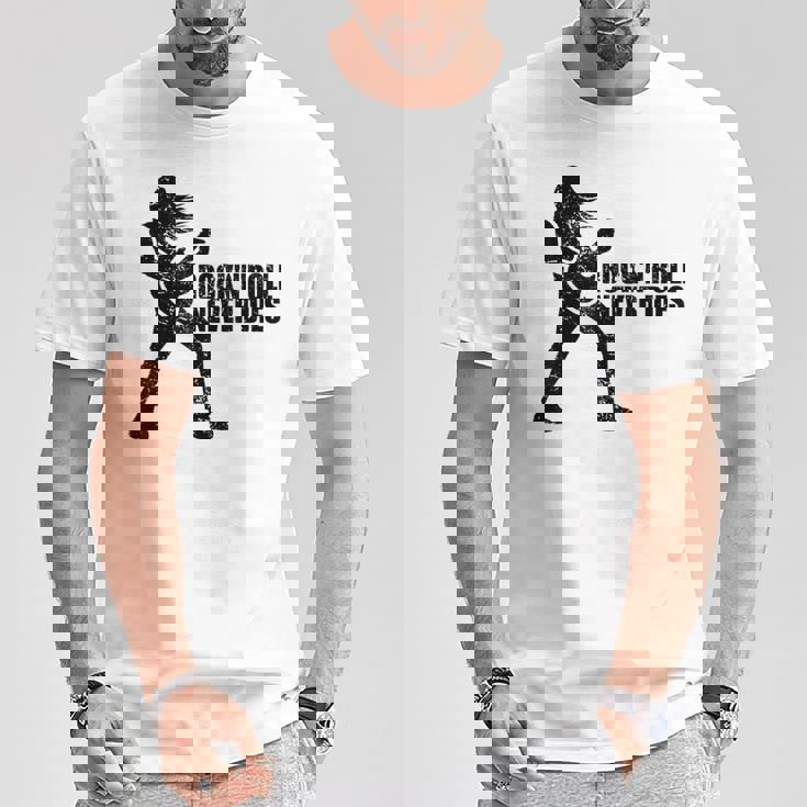 Rock 'N' Roll Never Dies ギタープレーヤー Tシャツ 面白い贈り物