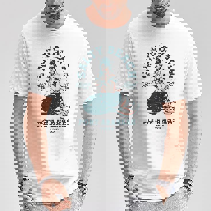 Salty Beach Port Aransas テキサス マーメイドシャツ ダイブバー オイスター Tシャツ 面白い贈り物