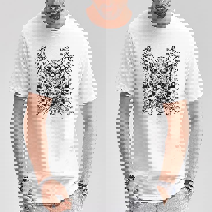 Samurái Máscara De Hannya Oni Japón Anime Camiseta unisex Regalos divertidos