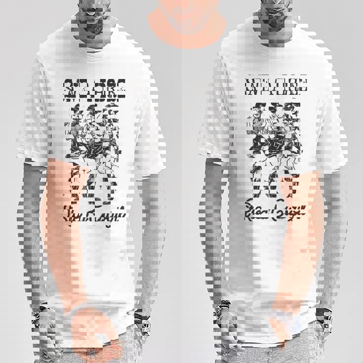 Save A Horse Ride A Cowgirl レトロ ウエスタン ロデオ カントリーガール Tシャツ 面白い贈り物