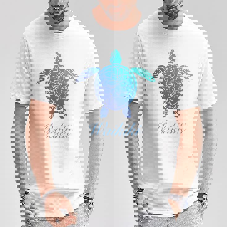 Save The Hawaiiea Turtles ハワイアンブルー トライバルタートルホヌ Tシャツ 面白い贈り物