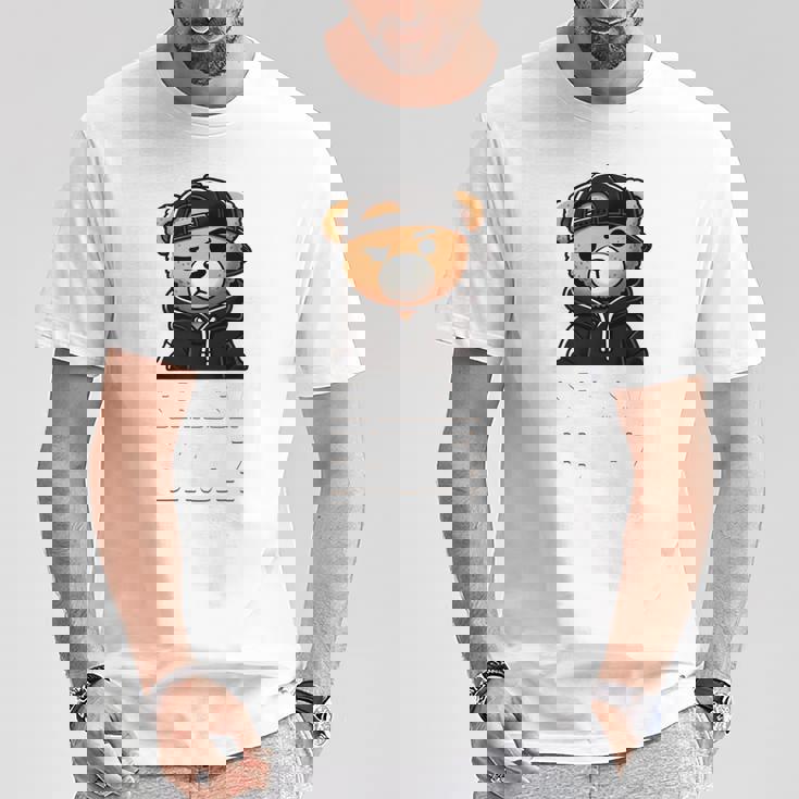 Seriously Bruh ヒップホップ テディベア ティーンエイジャー 男の子 ティーン 格言 長袖tシャツ Tシャツ 面白い贈り物