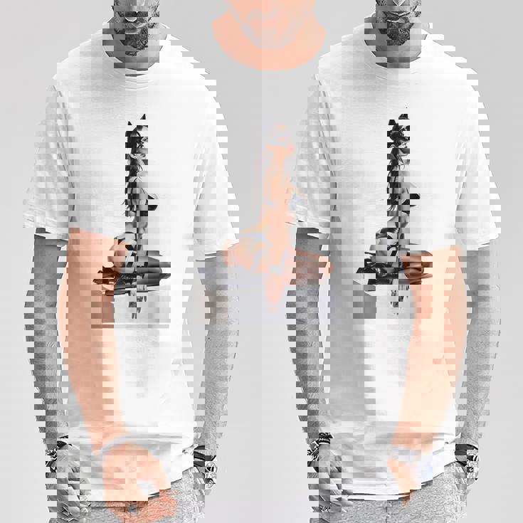 Sexy Girl グラフィックtシャツ セクシー「バッドキティ」ピンナップガール カットアウト。 Tシャツ 面白い贈り物