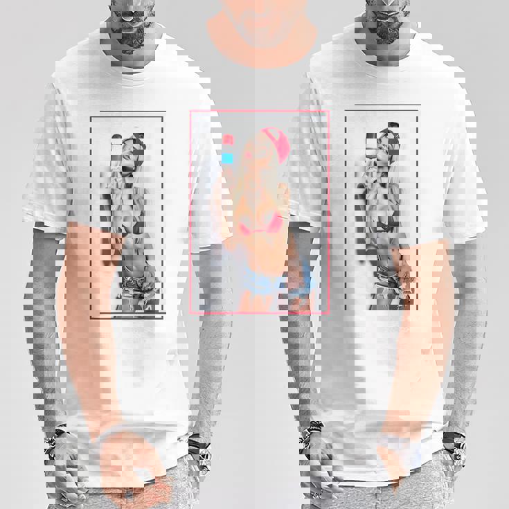 Sexy Girl グラフィックtシャツ セクシーアイスポップピンナップ 3 バックプリント Tシャツ 面白い贈り物