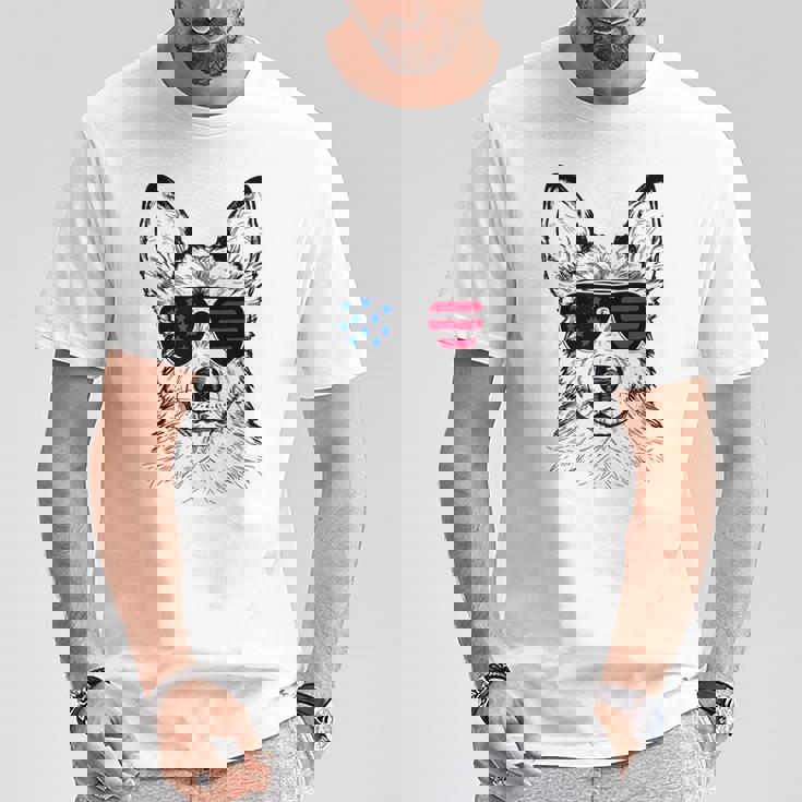 Shepsky Dog 7月4日 アメリカ国旗 Tシャツ 面白い贈り物