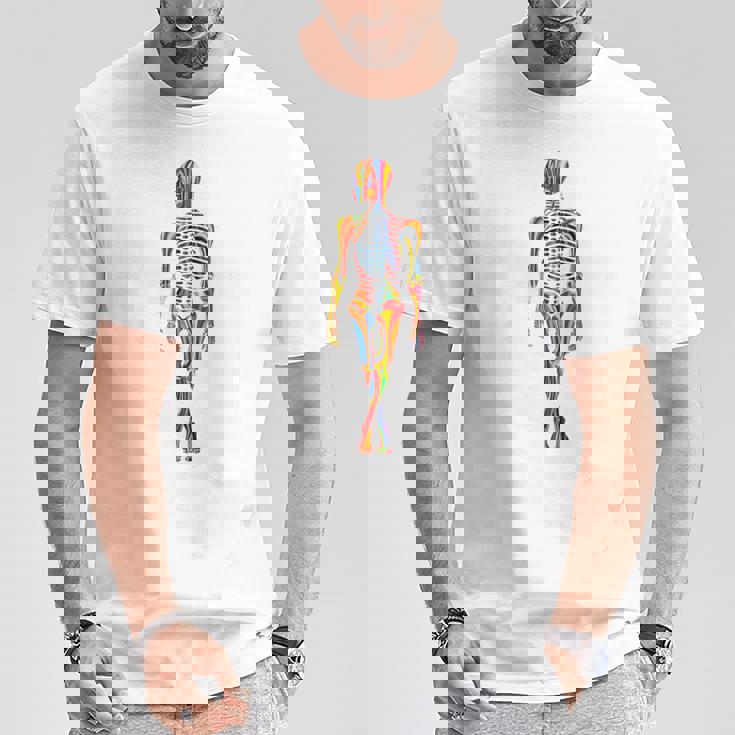 Skelleton カラフル ヒューマンアート 抽象 グラフィック スケルトン Tシャツ 面白い贈り物