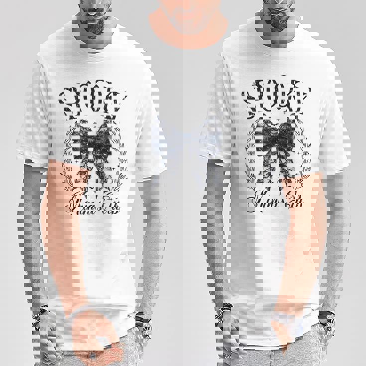 Spooky Mamas Club ソーシャル ハロウィン ダークコケット ブラック リボン Tシャツ 面白い贈り物