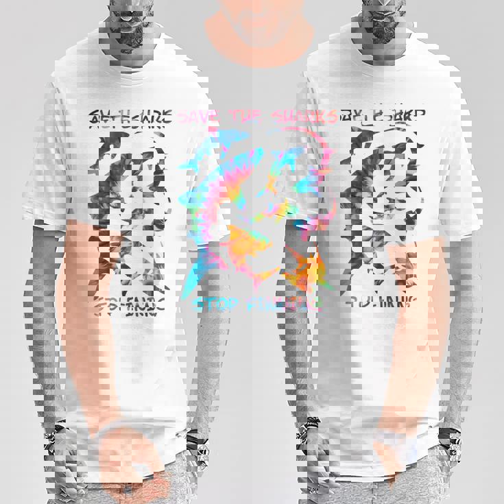 Stop Finning ジンベエザメ シュモクザメサメの種類タイダイ 長袖tシャツ Tシャツ 面白い贈り物