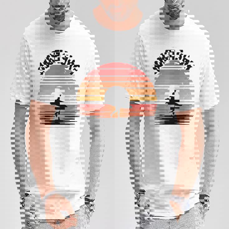 Sunseturf サーフボード ビンテージサーフィン サーファー用 Tシャツ 面白い贈り物