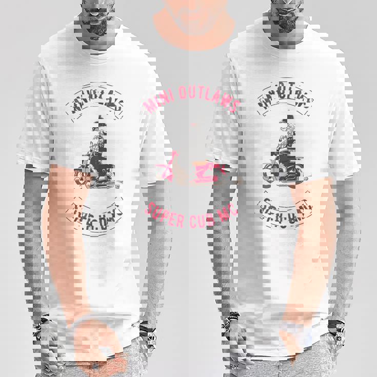 Super Cub スーパーカブ ミニモト 面白 ふざけ ネタ おもしろ バイク アウトロー バイカーギャング 長袖tシャツ Tシャツ 面白い贈り物