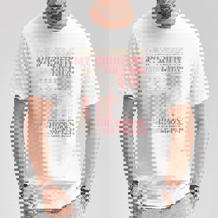 I Take Pride In My Country Itand For The Flag 裏面 Tシャツ 面白い贈り物