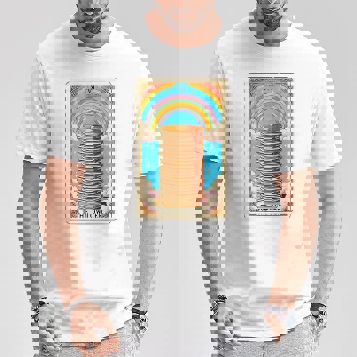 The Tower タロットカード パンケーキタワー 朝食愛好家 長袖tシャツ Tシャツ 面白い贈り物