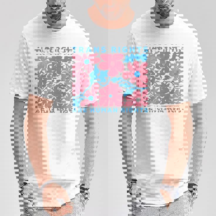 Trans Rights Are Human Rights Floral Lgbtq Pride Transgender T-Shirt Unique Gifts