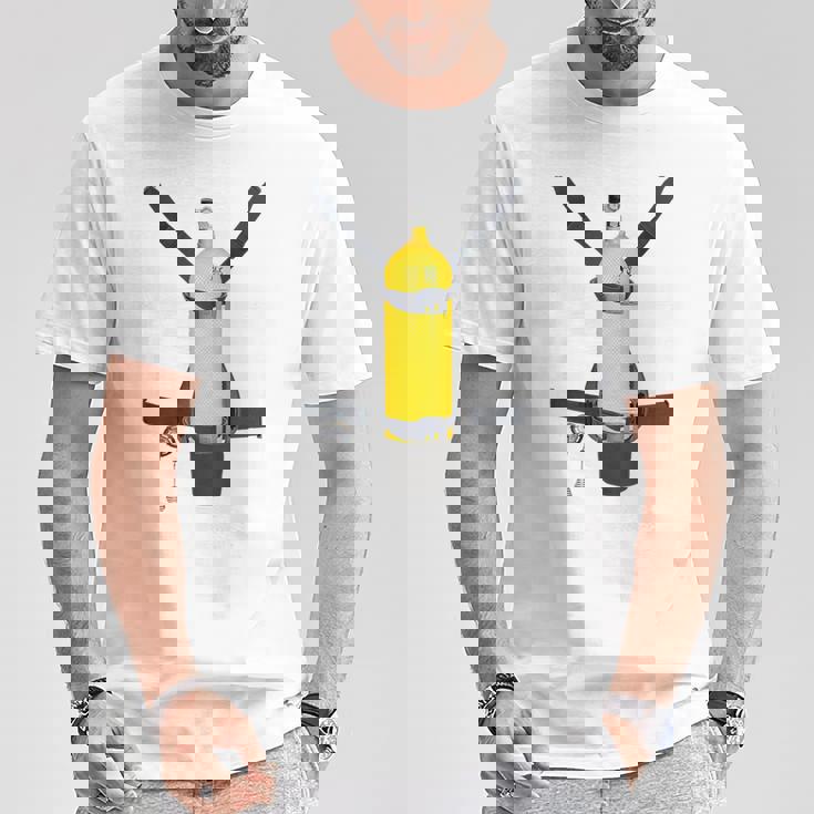 Trompe L'œil スキューバダイビングボトルバック Tシャツ 面白い贈り物