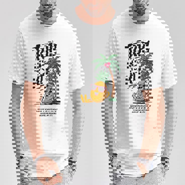 Tropic Like It's Hot パイナップル サマーサングラス ビーチ Tシャツ 面白い贈り物