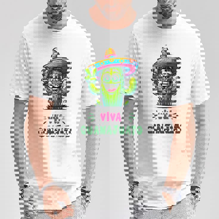 Viva Guanajuato Mexico Cactus ビバ・グアナファト・メキシコ サボテン・ソンブレロ Tシャツ 面白い贈り物