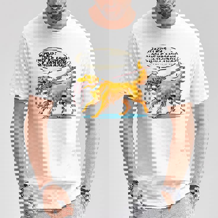 Walkies 犬の散歩 ゴールデンレトリバー 面白い犬好きデザイン Tシャツ 面白い贈り物