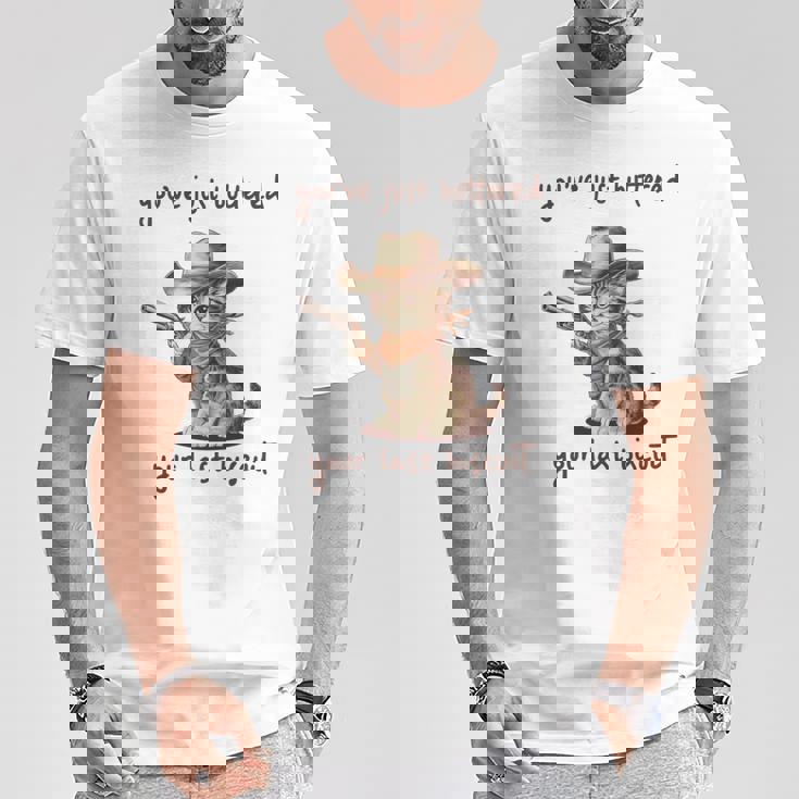 You 'Ve Just Buttered Your Last Biscuit Meow Cowboy Cat Meme 長袖tシャツ Tシャツ 面白い贈り物