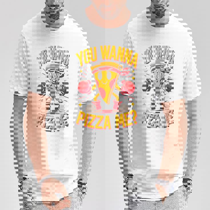 You Wanna Pizza Me 面白い ファイター ピザ愛好家 ファーストフード しゃれ 長袖tシャツ Tシャツ 面白い贈り物