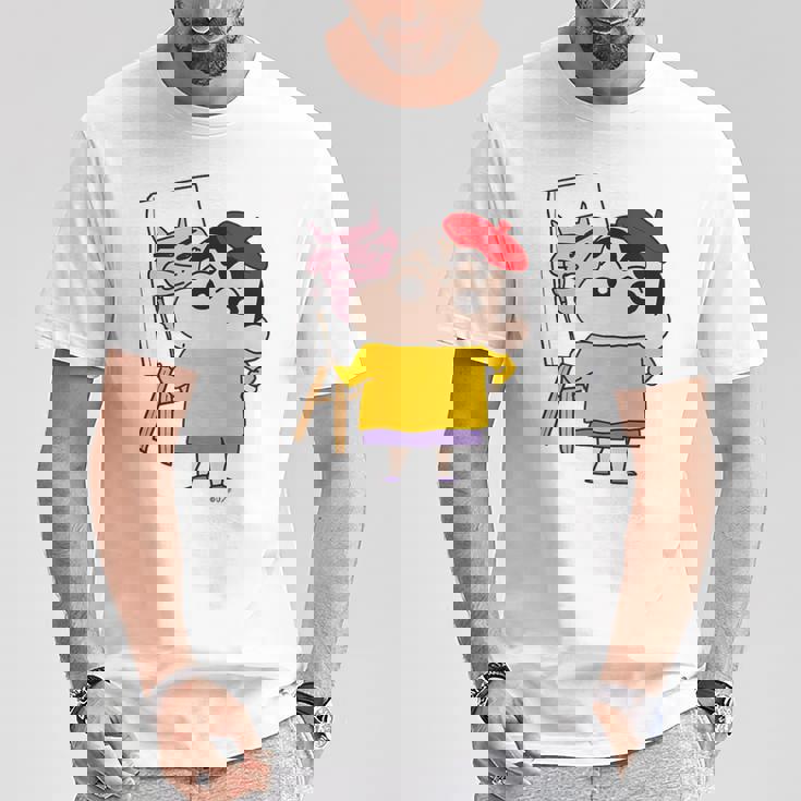 【まんが】クレヨンしんちゃん お絵描きしんちゃん Tシャツ 面白い贈り物