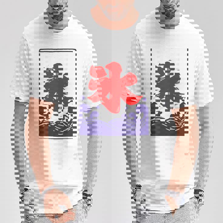 【バックプリント・背中側】氷 のれん 夏（氷屋 かき氷）お祭り 露店 夜店 漢字 文字 昭和レトロ 和柄 イラスト Tシャツ 面白い贈り物