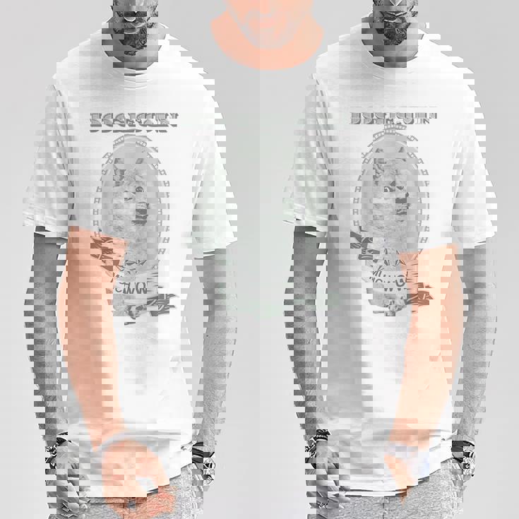 おもしろいいいいどこん 柴犬犬 ドル札 暗号のお金 Tシャツ 面白い贈り物