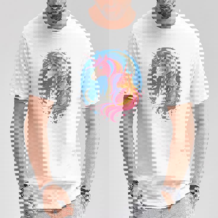 お揃いのママと娘 ユニコーン ナイトシャツ 母の日 長袖tシャツ Tシャツ 面白い贈り物