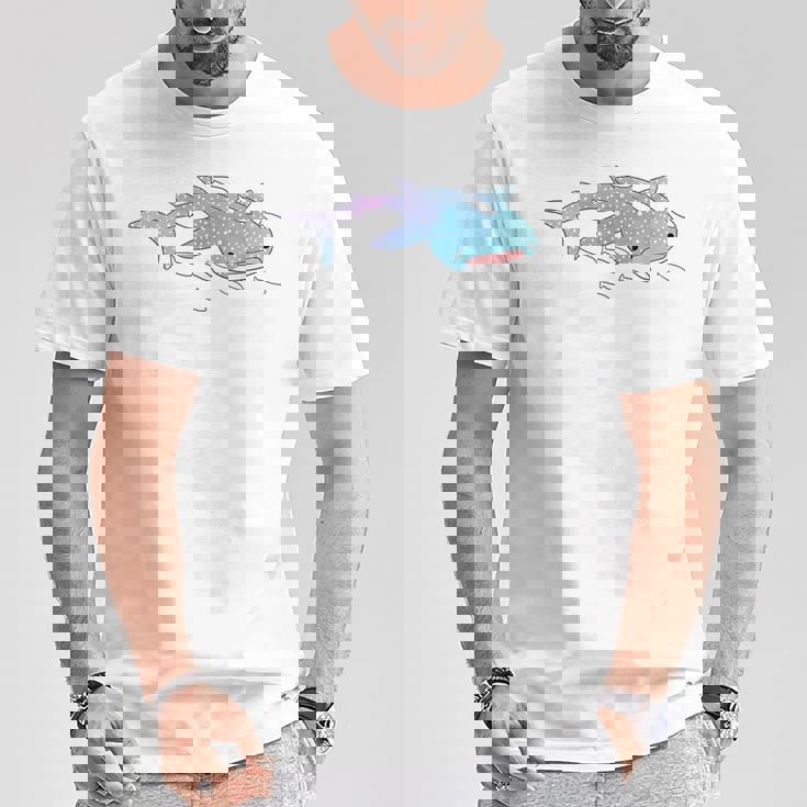 かわいい カワイイ エステ ブルー ジンベラ サメ 海 ギフト Tシャツ 面白い贈り物