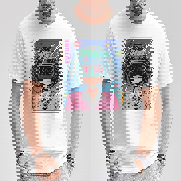 かわいいアニメの女の子 長袖tシャツ Tシャツ 面白い贈り物