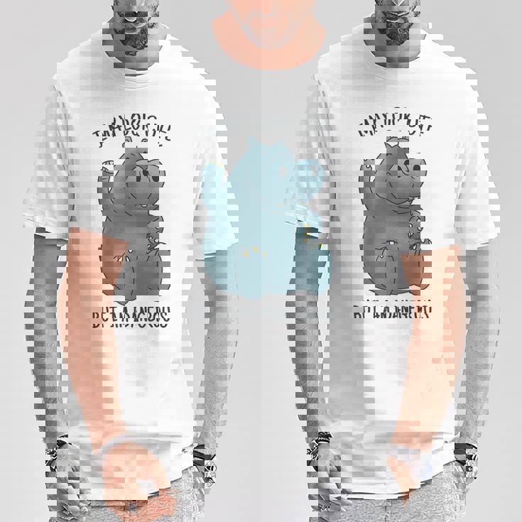 かわいいグレーカバ Tシャツ 面白い贈り物