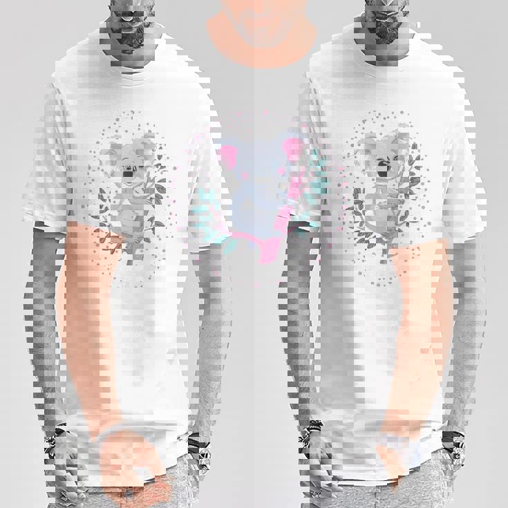 かわいいコアラガール おもしろコアラ 長袖tシャツ Tシャツ 面白い贈り物