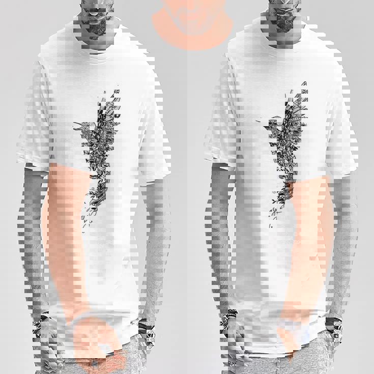 かわいいマンダラ ハチドリ レディース メンズ シャツ Tシャツ 面白い贈り物