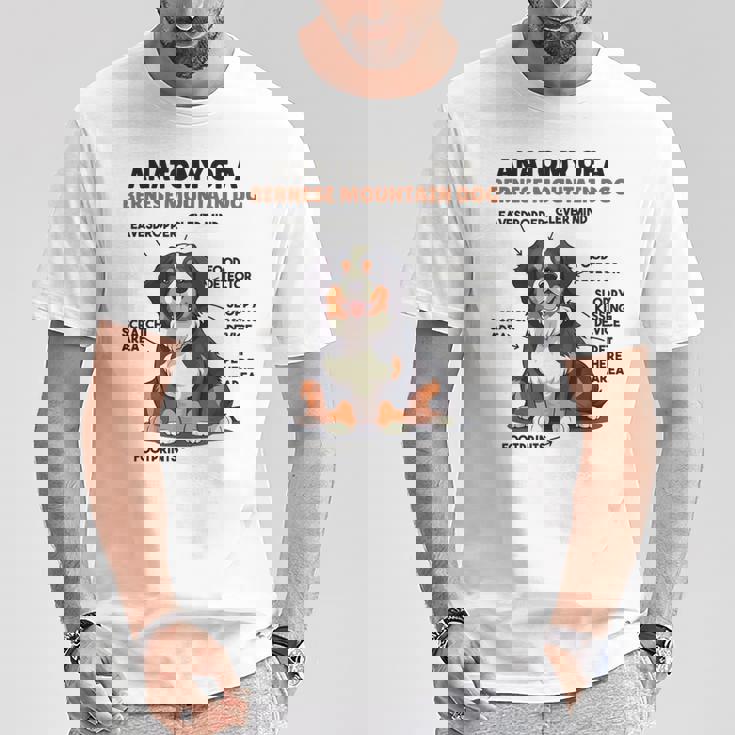 かわいい犬の説明 バーニーズ・マウンテン・ドッグの解剖学 Tシャツ 面白い贈り物