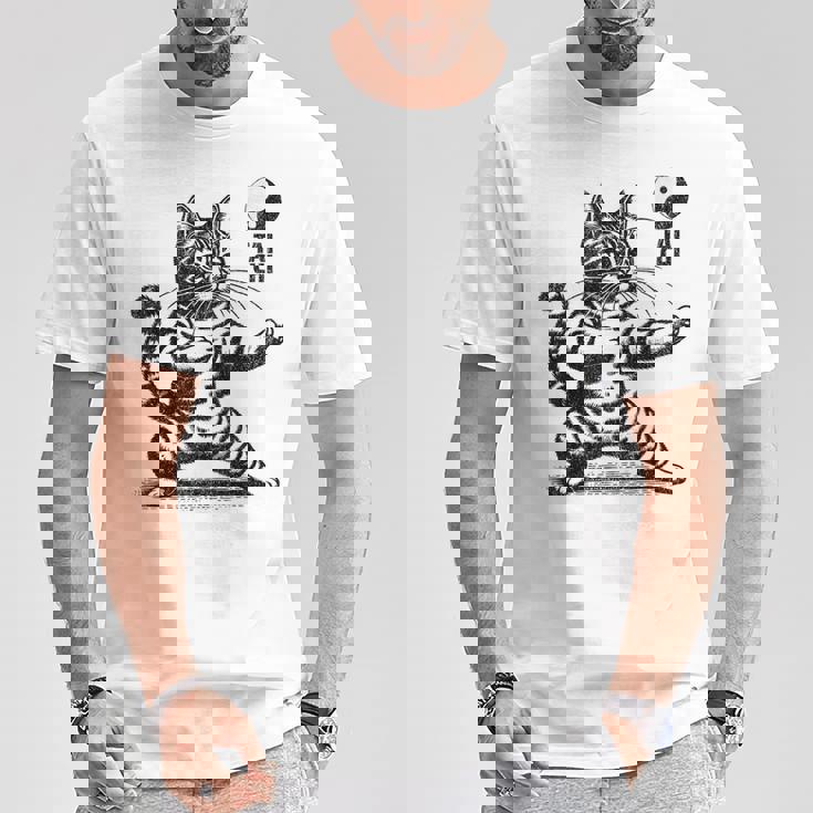 かわいい猫 太極拳 武道 陰陽 Tシャツ 面白い贈り物