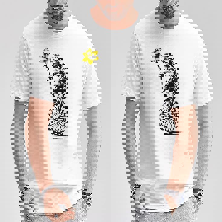 かわいい面白いカエルの一輪車 Tシャツ 面白い贈り物