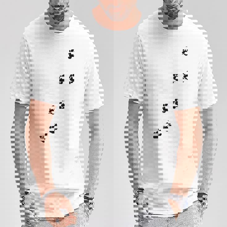 かわいい面白い猫の足跡 Tシャツ 面白い贈り物