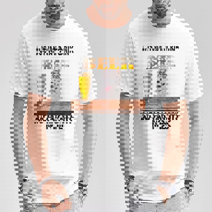 ただビール飲みたい&吊るしw おれのシベリアンハスキー Tシャツ 面白い贈り物