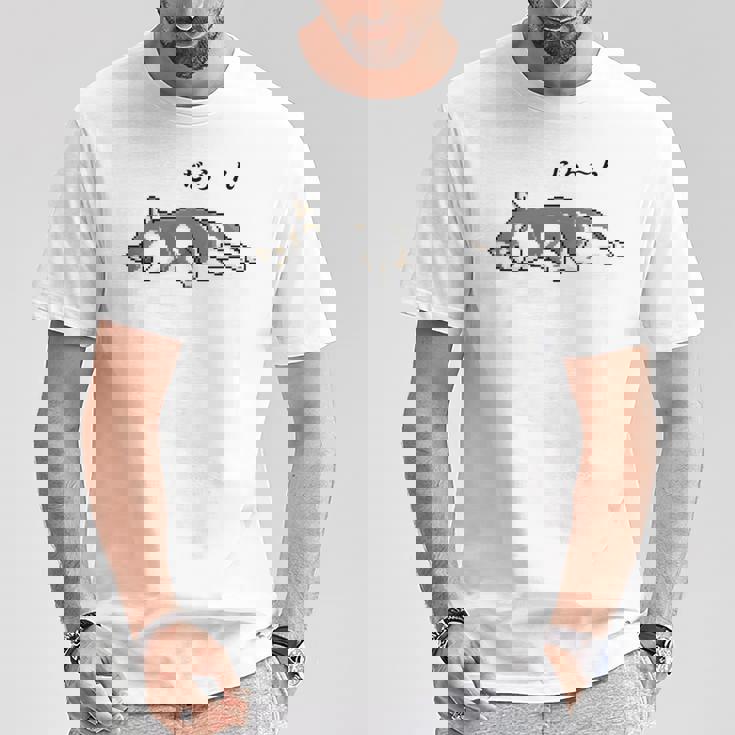 だらーんとくつろいでいる黒柴 柴犬のドット絵 長袖tシャツ Tシャツ 面白い贈り物