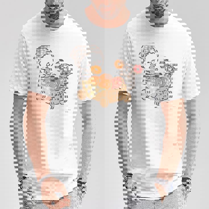 ねこぺん日和 ドーナツたくさん Tシャツ 面白い贈り物