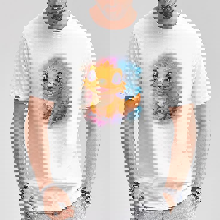 ひげを生やしたドラゴンの白い服のレインボーフラッグ Tシャツ 面白い贈り物