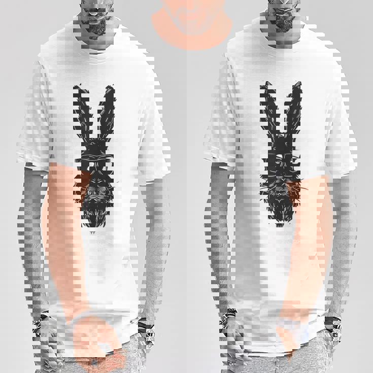 ひげバニーフェイス サングラス付き イースターデー 2024 男性 男の子 子供 Tシャツ 面白い贈り物