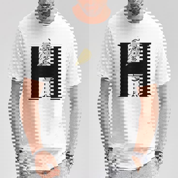 みんな大好きハシビロコウ 動かない鳥 はしび郎クラブ Hアルファベット ロゴ Tシャツ 面白い贈り物