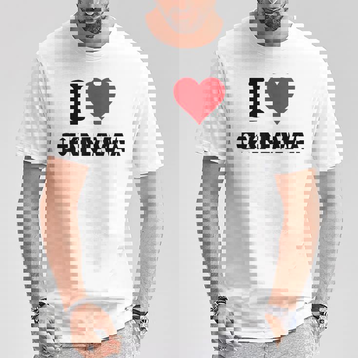 アイハート 沖縄 日本 大好き 日本土産アイテム Tシャツ 面白い贈り物