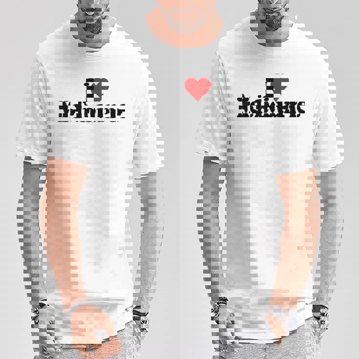 アイラブハートメルボルンオーストラリア Tシャツ 面白い贈り物