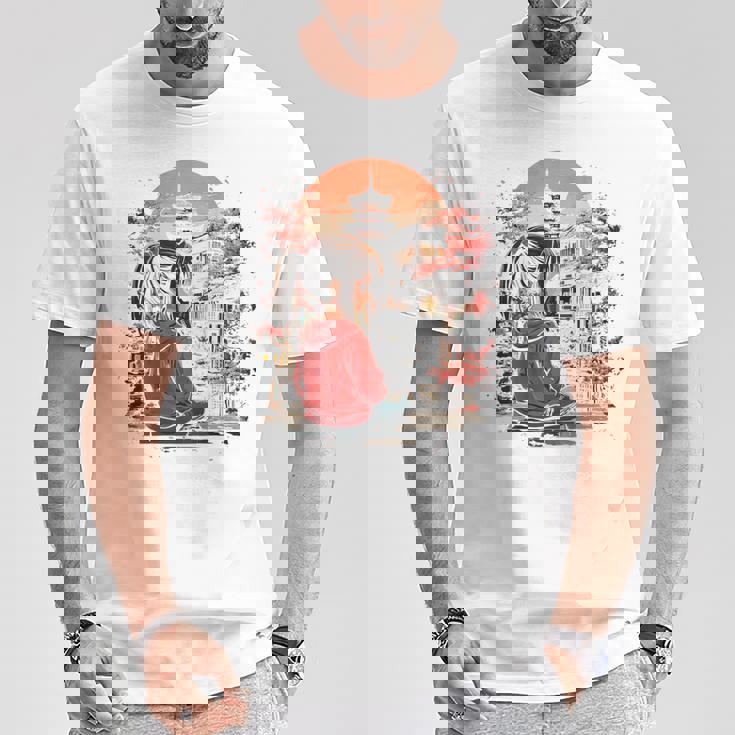 アニメ 女の子 日本 バックプリント Tシャツ 面白い贈り物